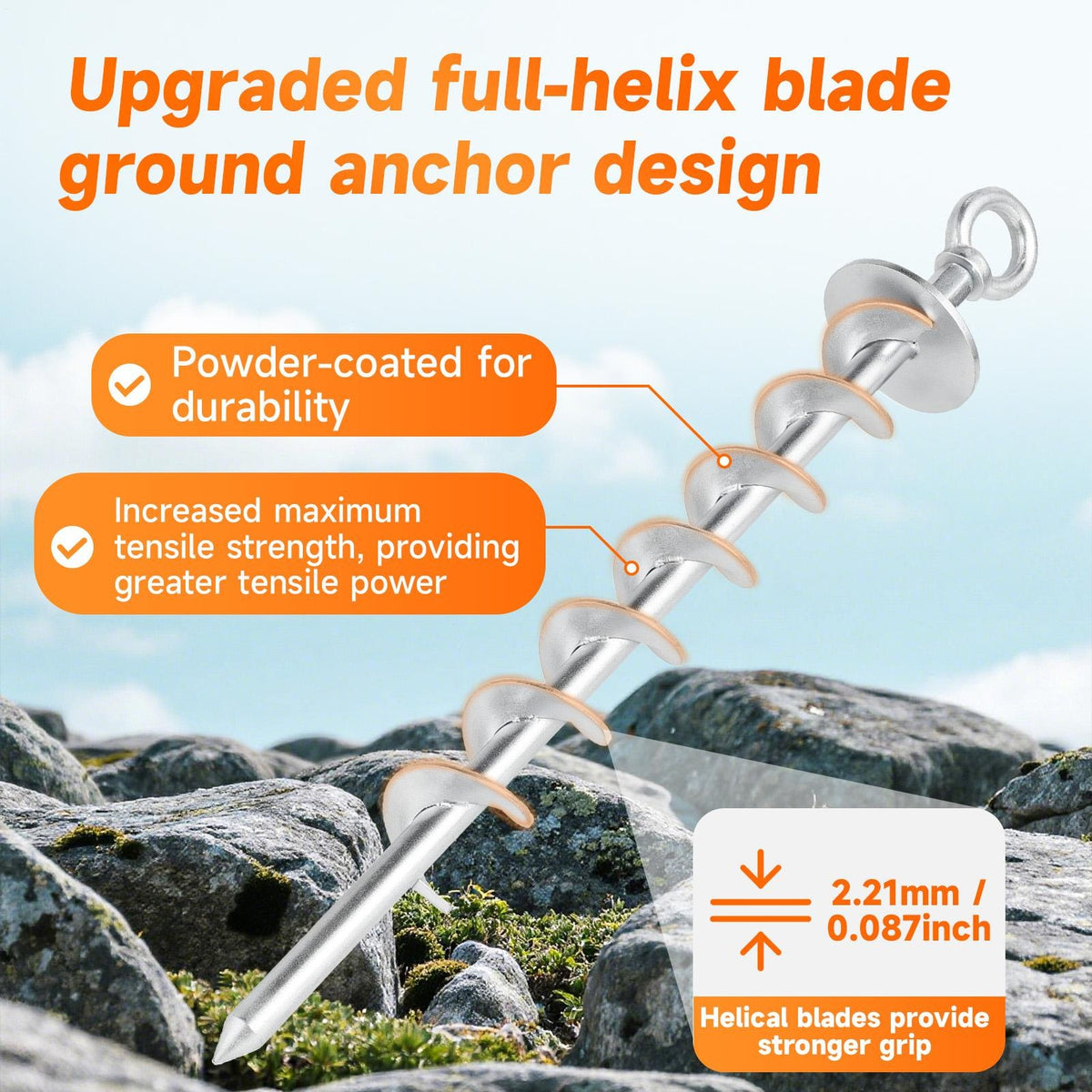 Heavy Duty Ground Anchors Screw in 4 Pack for Tent, Swing Set, Pergola - Rust-Resistant Steel