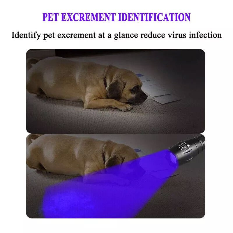120000lm UV Flashlight Blacklight Torch for Currency Detection Waterproof