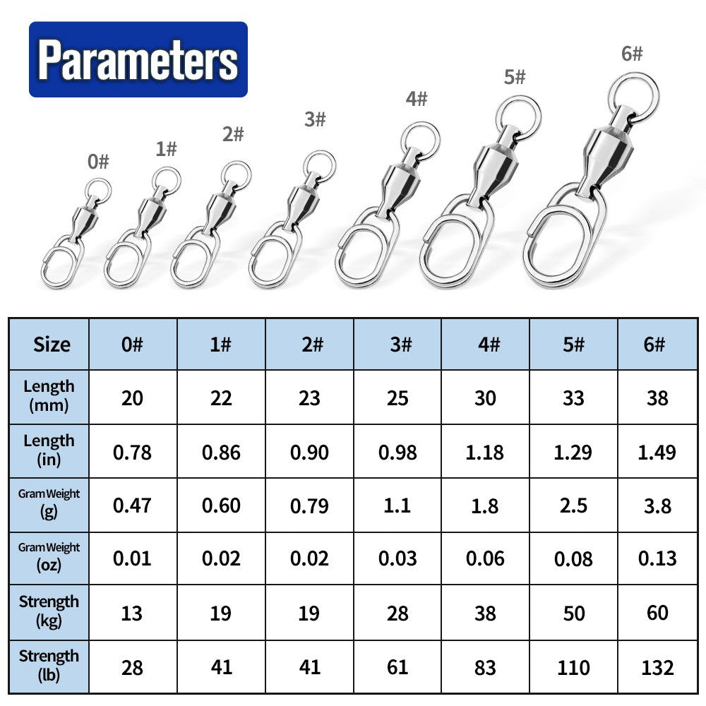 Fishing Ball Bearing Swivels with Fast Clip Snap 28-132Lb Tackle Lot