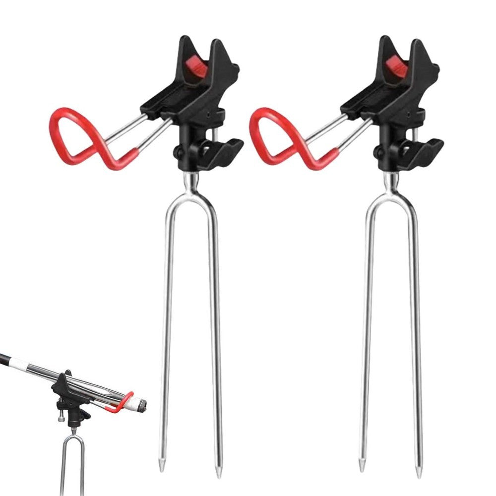 2PCS Adjustable Fishing Rod Holders for Ground & Bank Fishing - 360° Rotation
