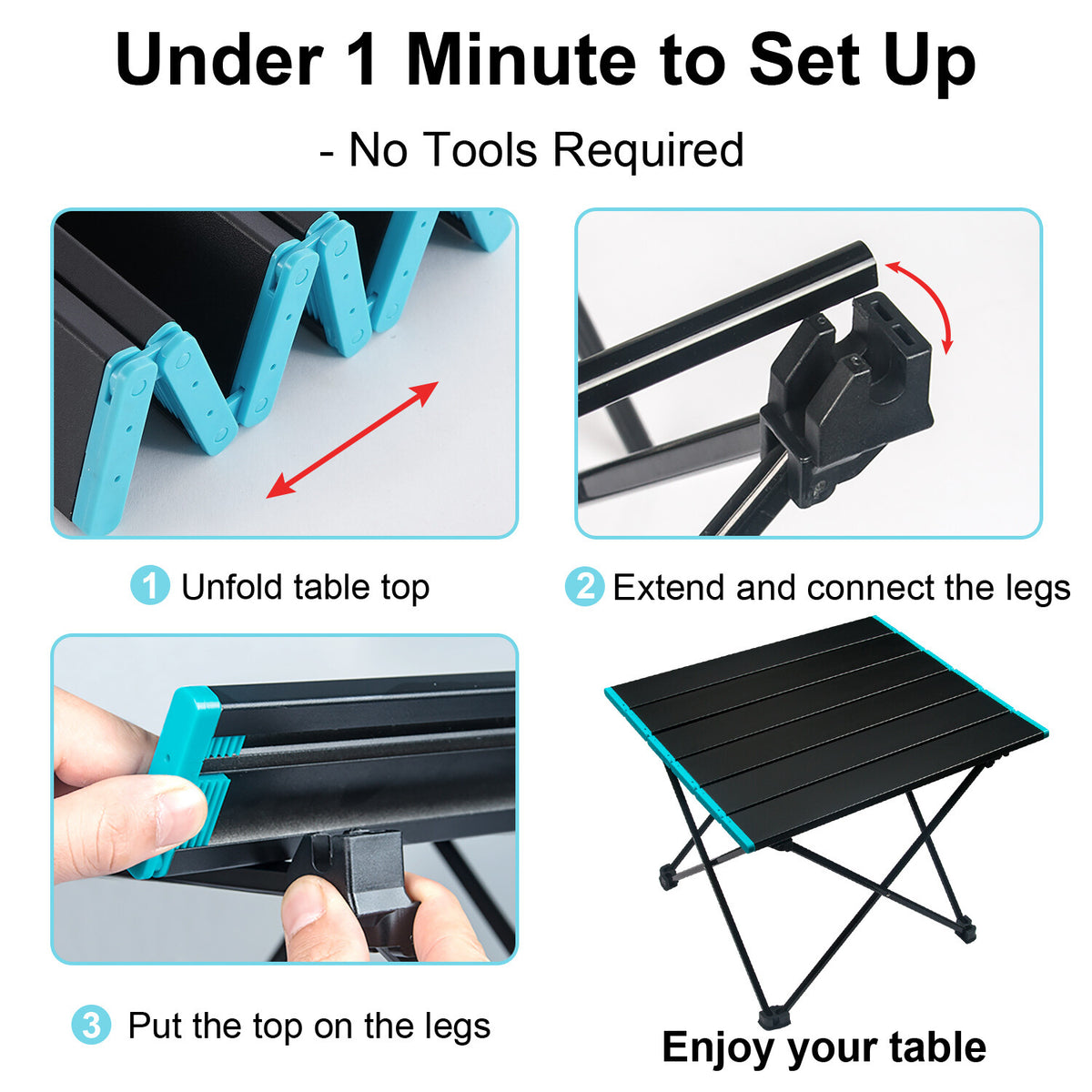 Portable Folding Camping Table Aluminum Outdoor Picnic & BBQ Surface