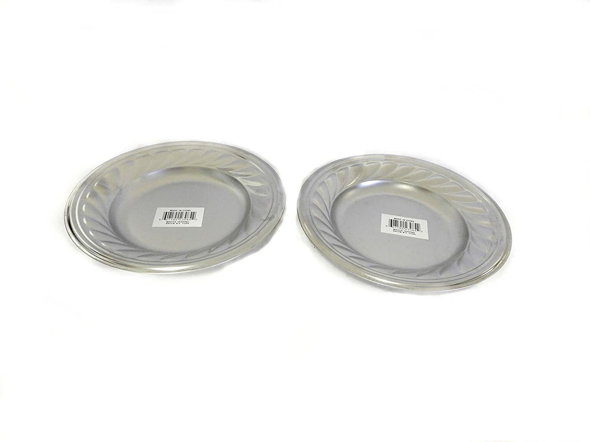 2-Pack Lightweight Metal Camping Plates - 9.25 Inch Reusable Dinnerware