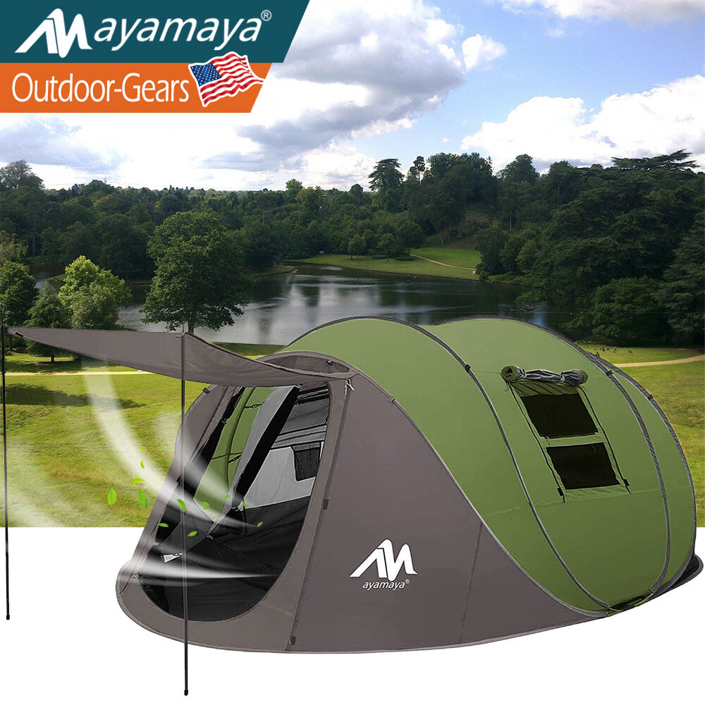 4-6 Person Waterproof Camping Tent with Instant Pop-Up Design and Double Layer