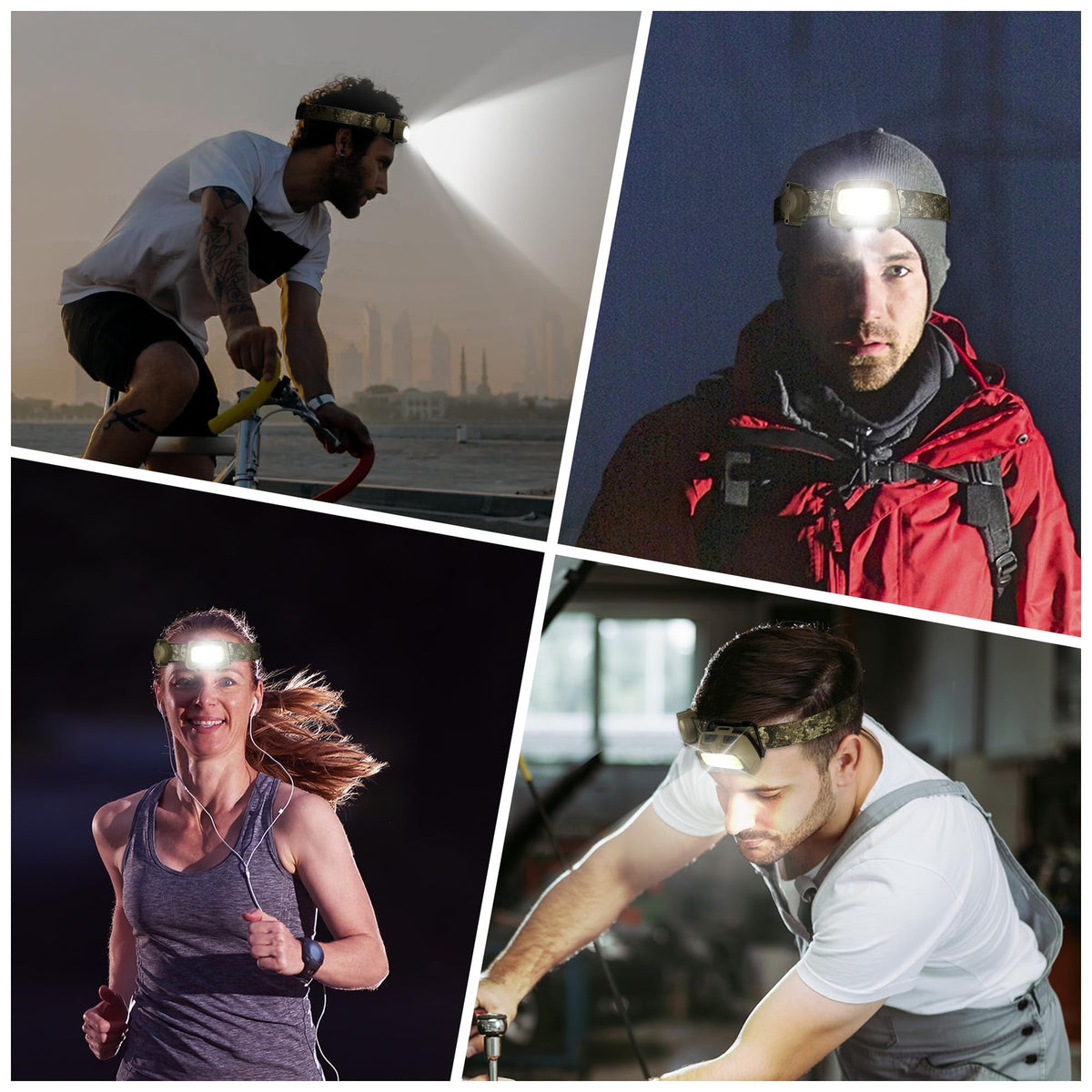 LED Headlamp 7 Light Modes Waterproof Rechargeable Headlight for Camping Running Hunting