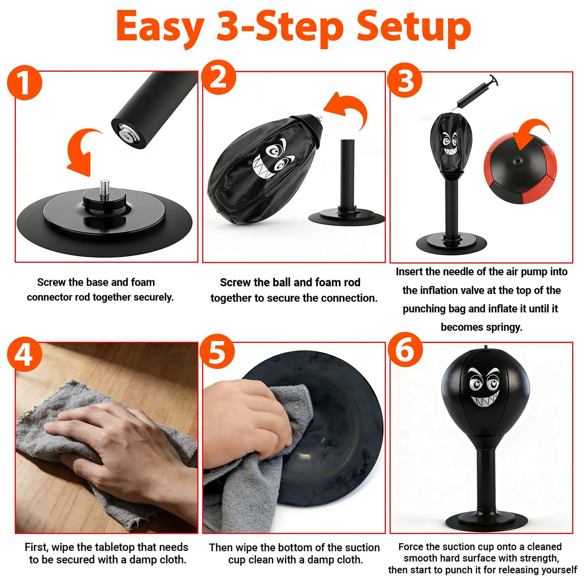 Desk Punching Bag with Silicone Suction Base - Stress Relief Office Toy