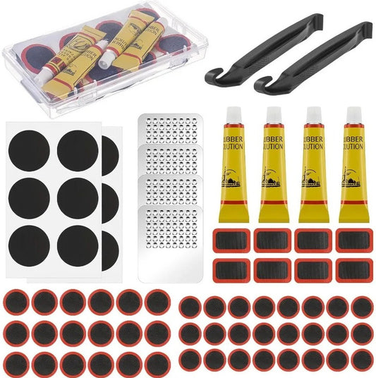 72pcs Bike Tire Repair Kit with Patches & Metal Rasp for Bicycle Motorcycle