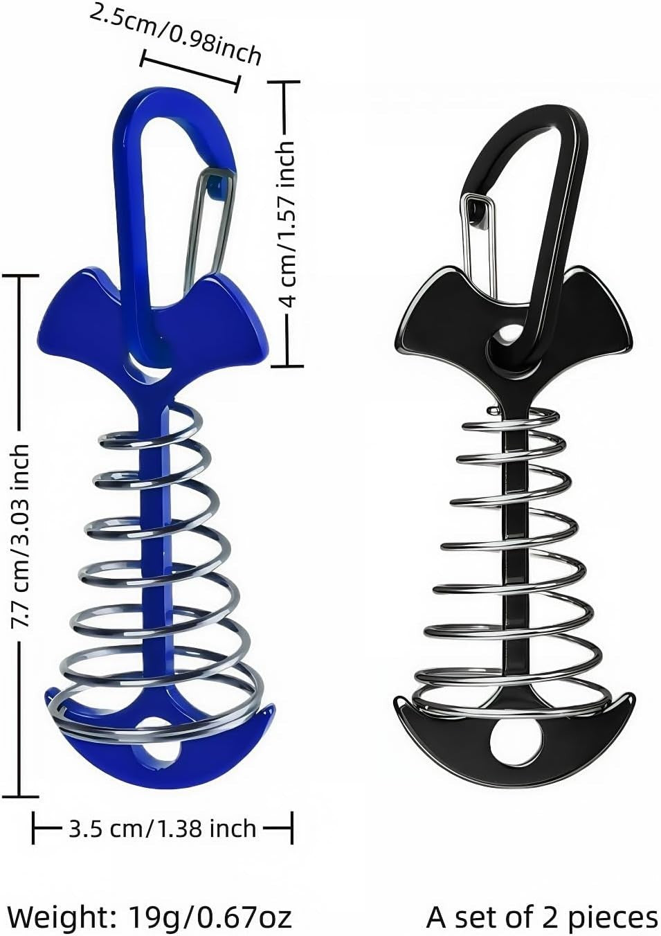Adjustable Aluminum Tent Pegs with Carabiner for Decks & Canopies