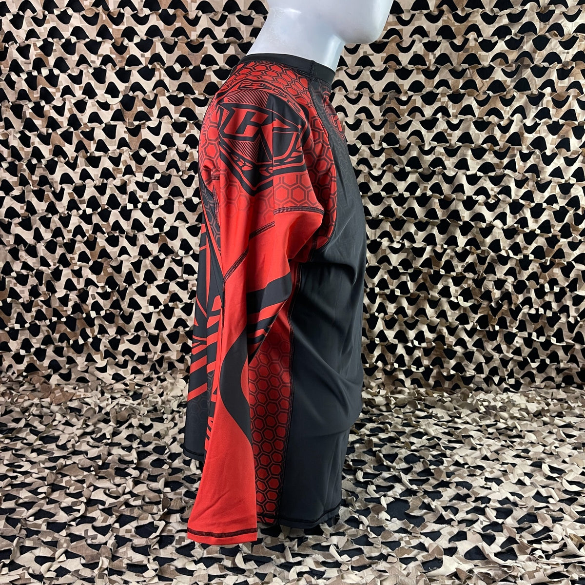 Contract Killer Long Sleeve Stained Rash Guard - Red & Black, X-Large