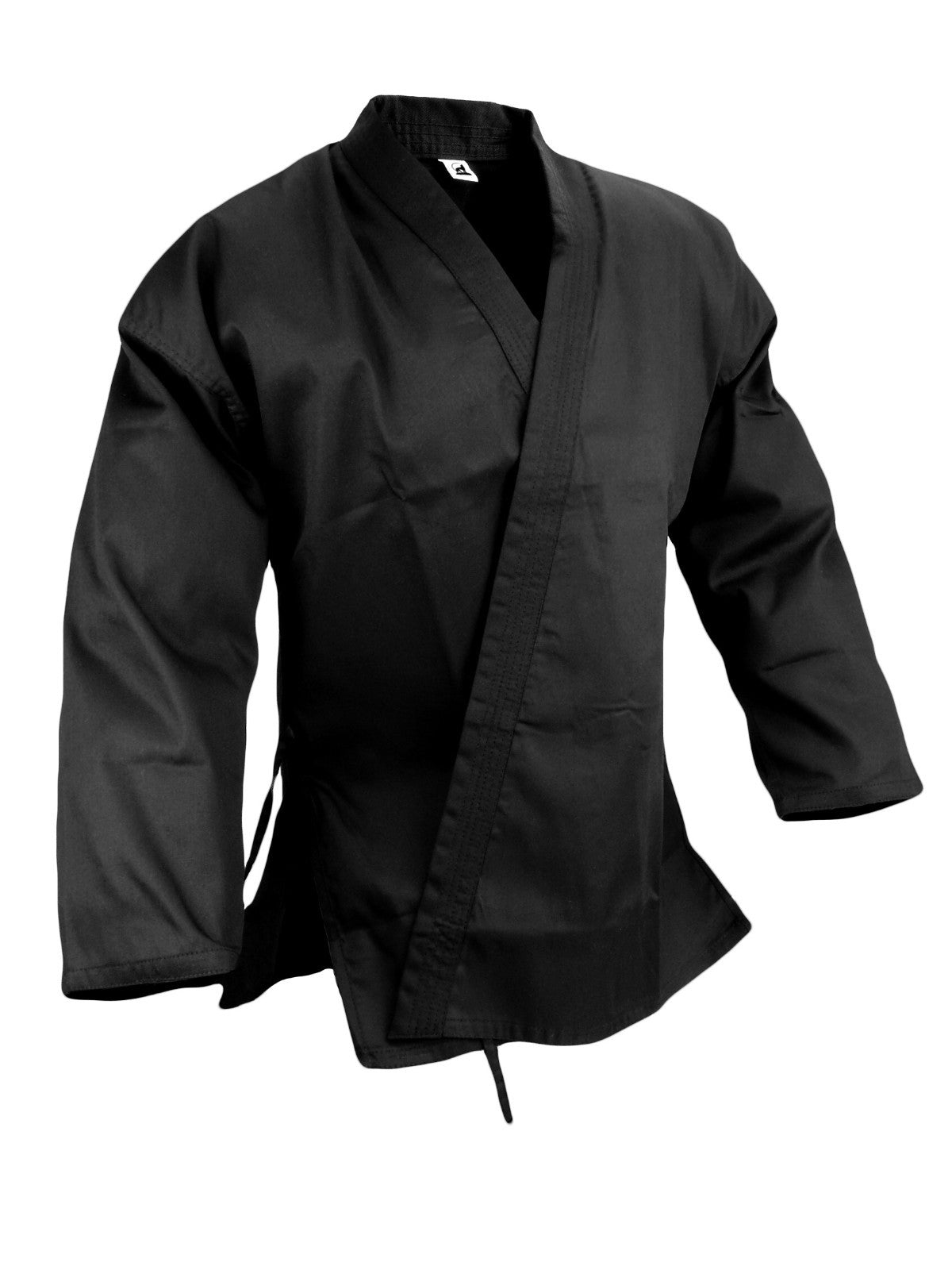 Martial Arts Karate Uniform Gi 7.5oz with White Belt Size 9 - Black