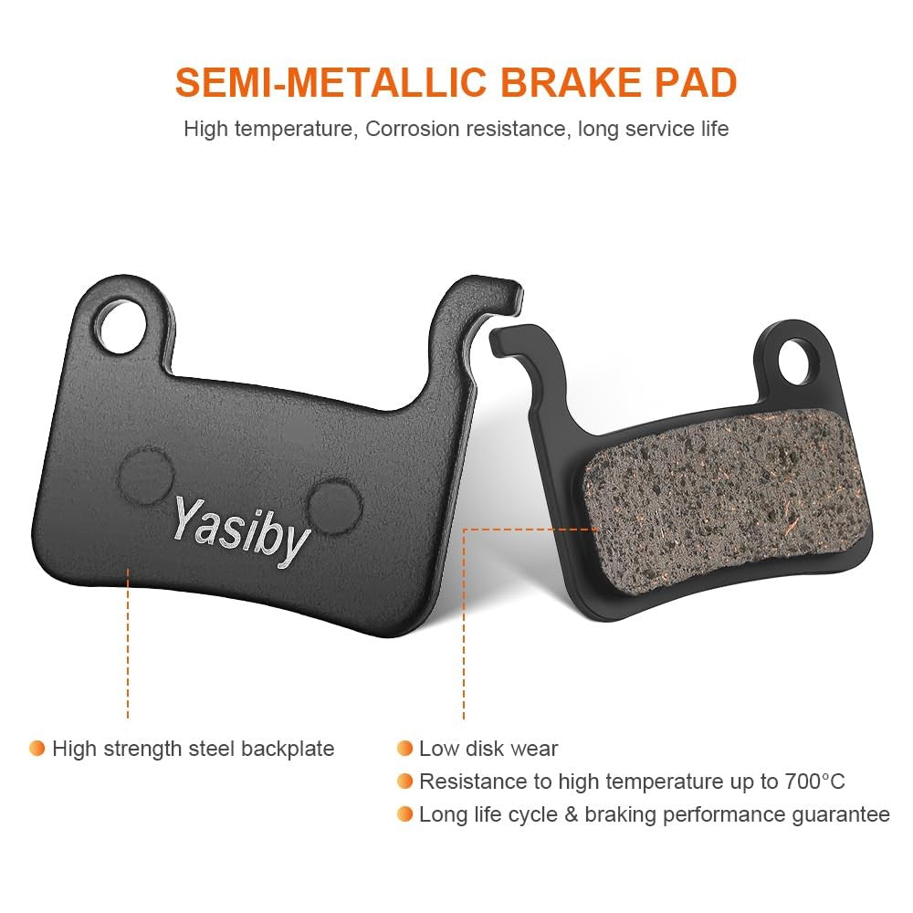 Bike Brake Pads Resin Semi-Metal Disc Brake Pads for E-Bikes - 4 Pairs