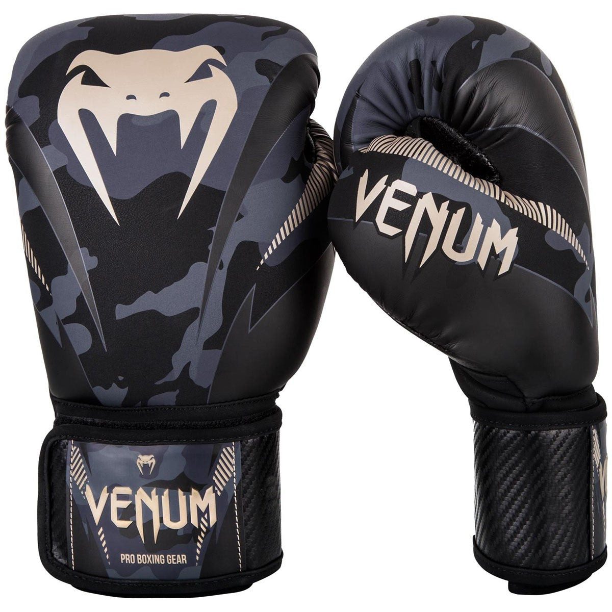 Impact Boxing Gloves with Hook and Loop Closure - Dark Camo/Sand