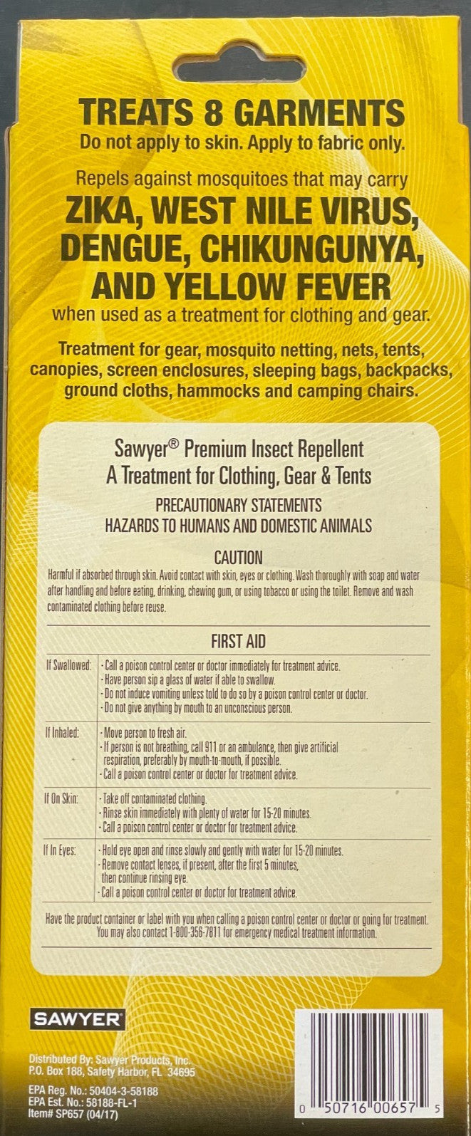 2 Pack Sawyer Insect Repellent 24fl Oz for Clothing Gear & Tents - Outdoor Safety