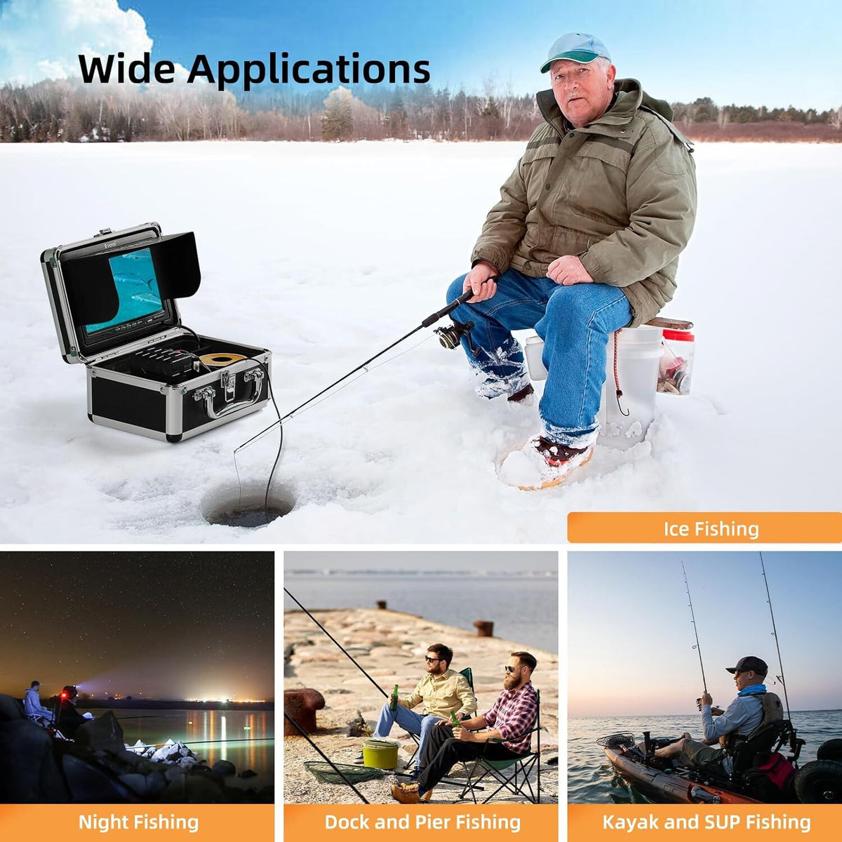 Underwater Fishing Camera with 7-Inch LCD Monitor 1000TVL Waterproof Fish Finder
