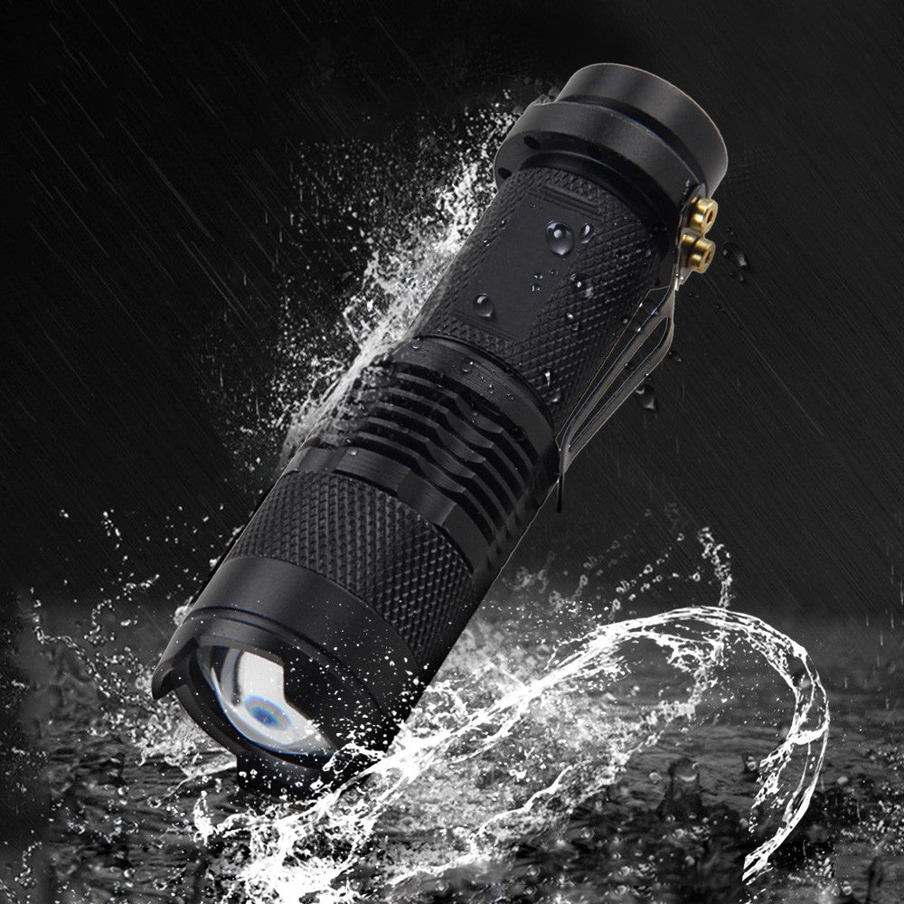 Mini Red Light LED Flashlight with Zoom, 3 Modes, Waterproof, Emergency Use