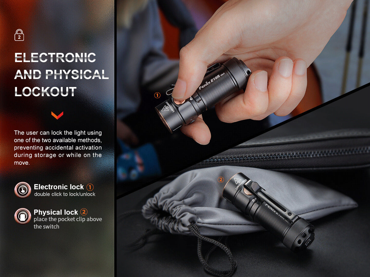 Rechargeable LED Flashlight 1200 Lumens Compact EDC Light with Lockout
