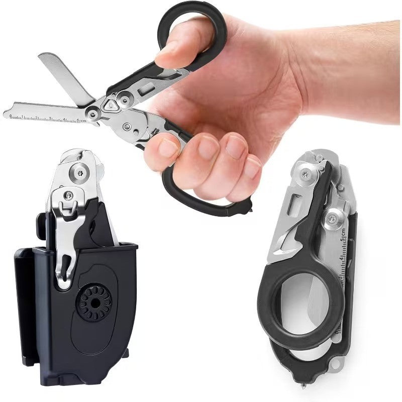6-in-1 Foldable Trauma Shears with Holster - Emergency Medical Scissors
