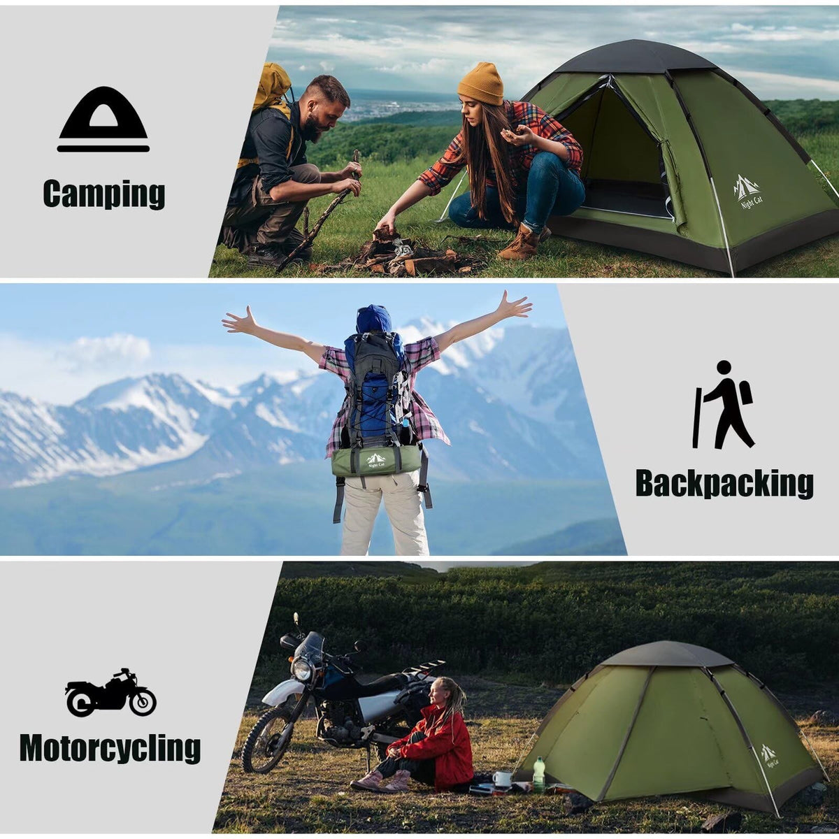 Lightweight Waterproof Backpacking Tent for 1-2 Persons - Easy Setup, Compact & Rainproof