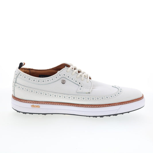 Men's White Leather Golf Shoes - Made in USA Athletic Sneakers