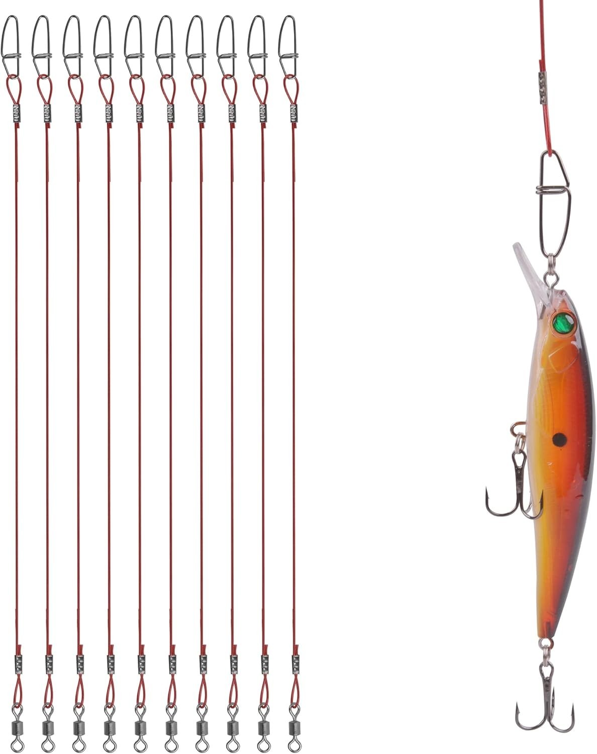 150LB Stainless Steel Fishing Leaders 20PCS Saltwater & Freshwater Tackle