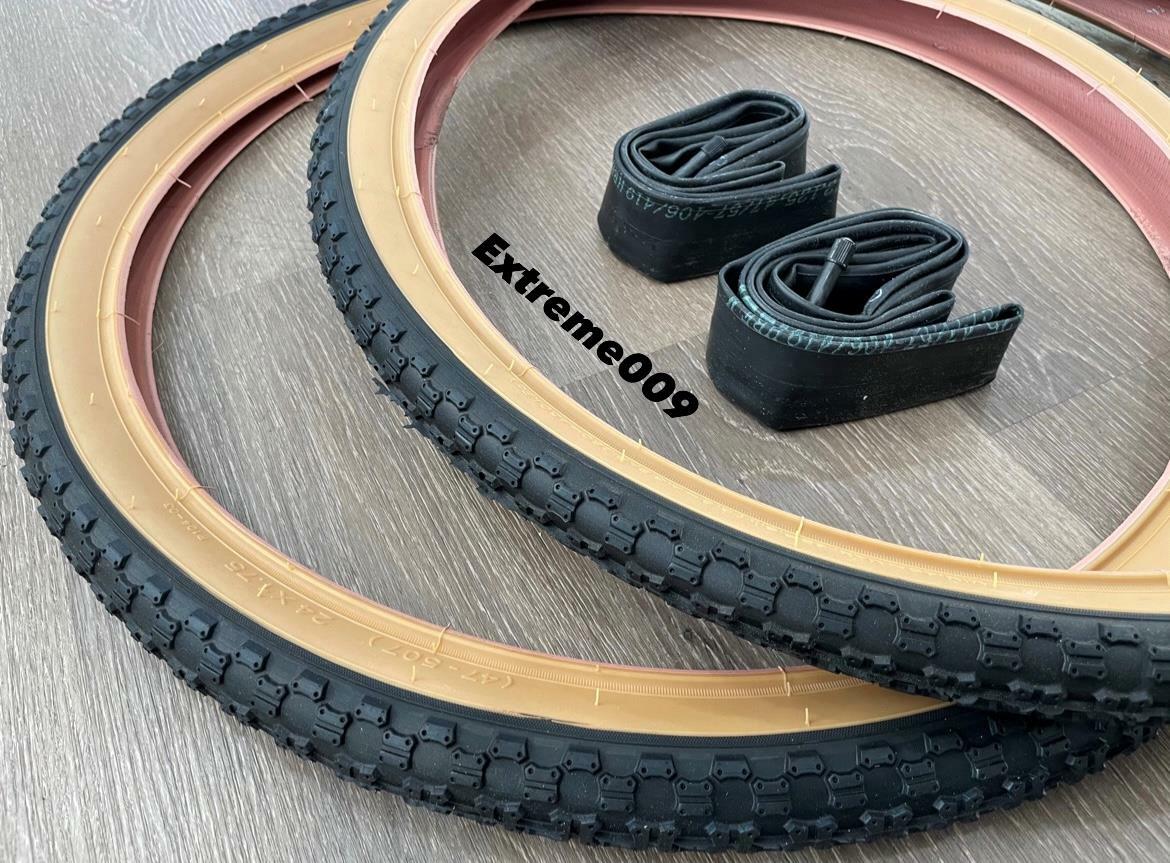 24-Inch BMX Bicycle Tires & Tubes - Black Gumwall MX3, 1.75 Size