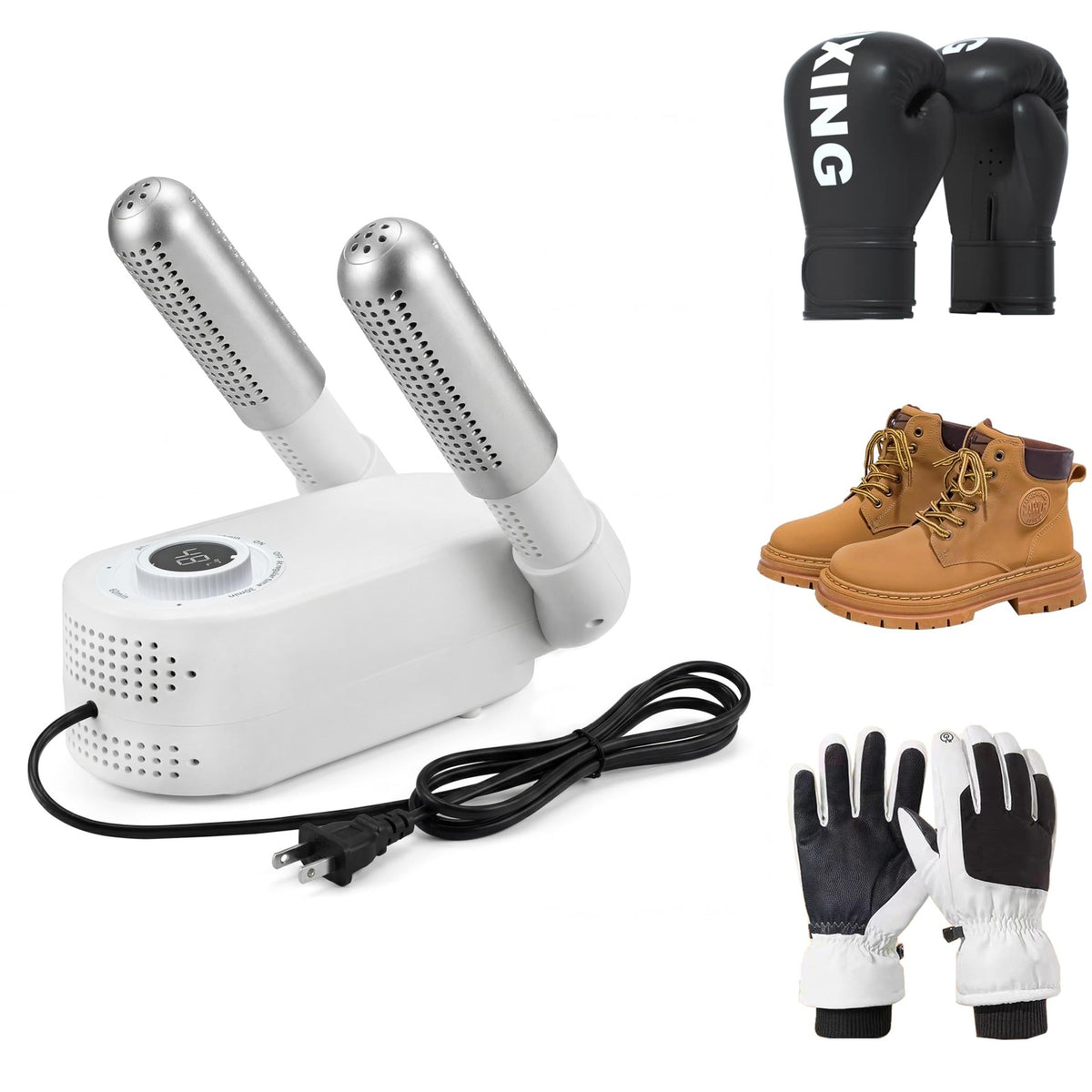 Portable Shoe & Boot Dryer with UV Odor Removal - Foldable Shoe Warmer