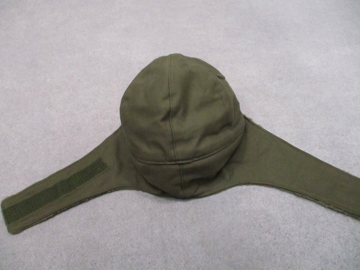 Military Winter Cap with Ear Flaps - Olive Green, Size 55