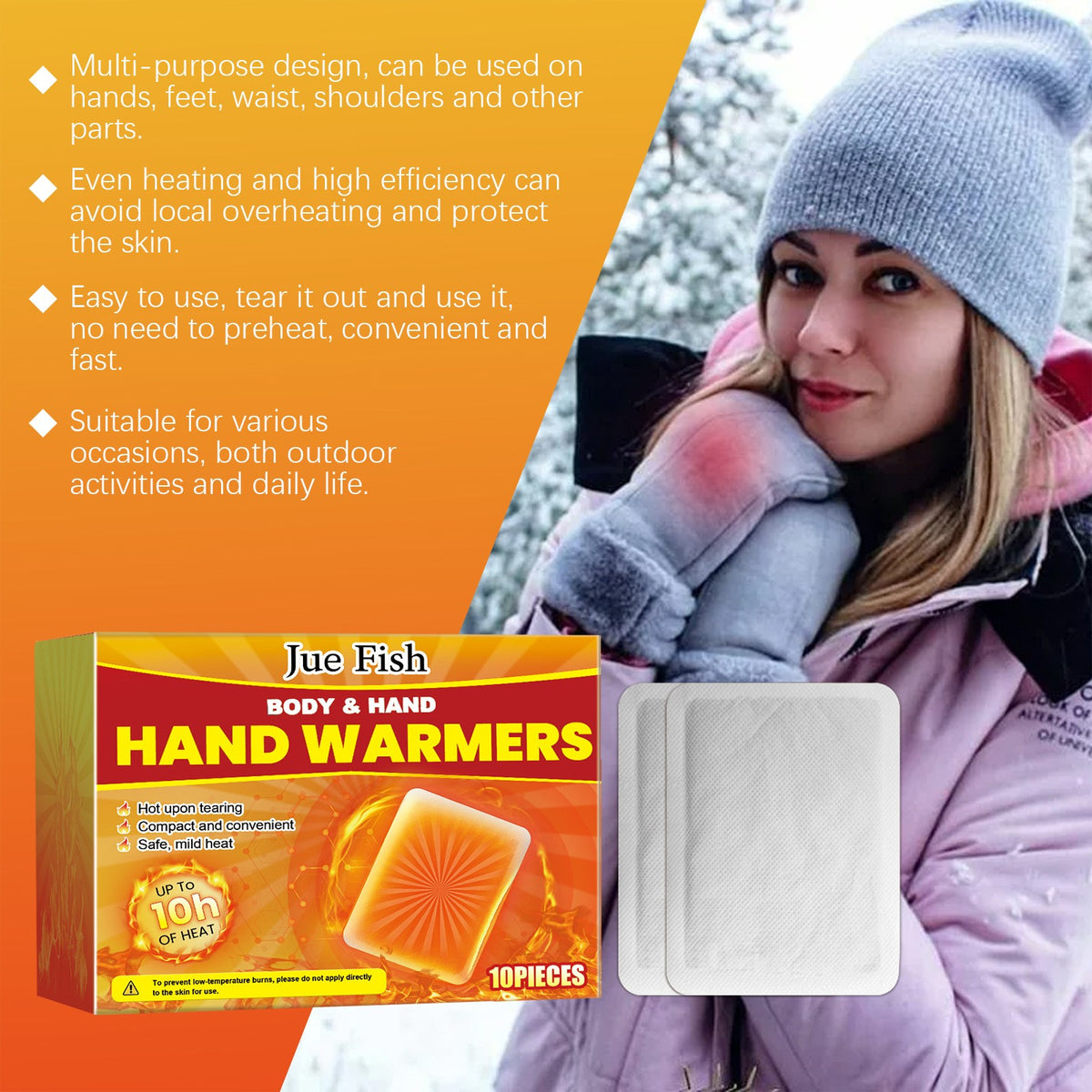 Natural Odorless Hand Warmers Pack - Safe Pocket Heat for Outdoor Activities