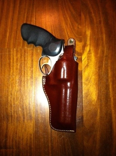 Leather Gun Holster for Ruger GP100 Security Six Taurus Rossi & S&W 4-Inch Barrel