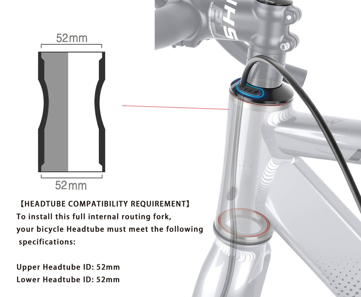 Full Internal Cable Routing Tapered Gravel and Road Bike Fork 1-1/8 to 1-1/2