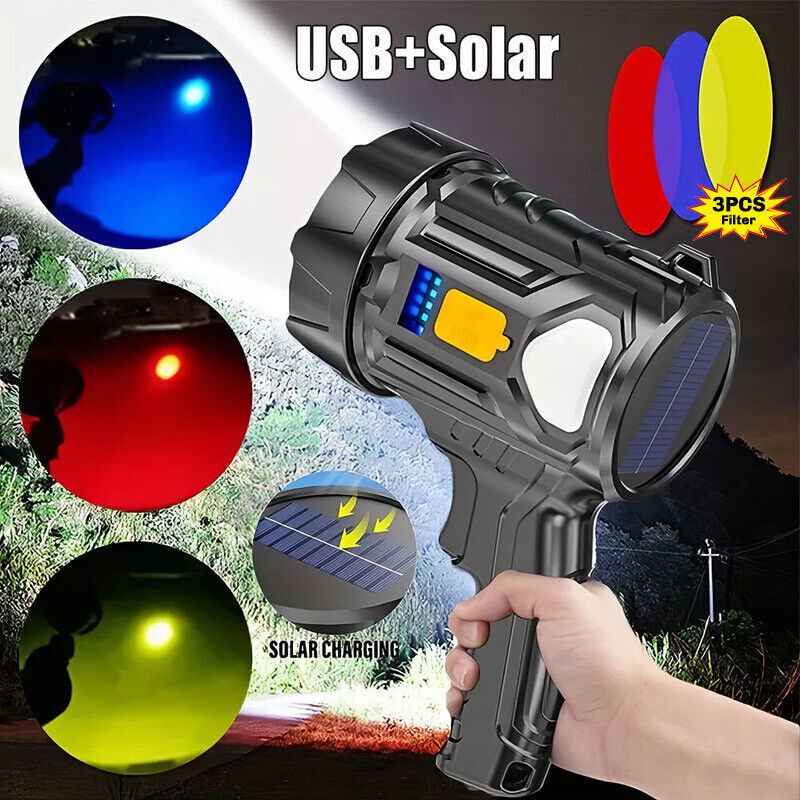 High-Power Rechargeable LED Spotlight 9 Million Lumens Handheld Flashlight