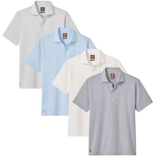 Men's Premium Pique Knit Polo Shirt - Elba 4-Button Golf Shirt