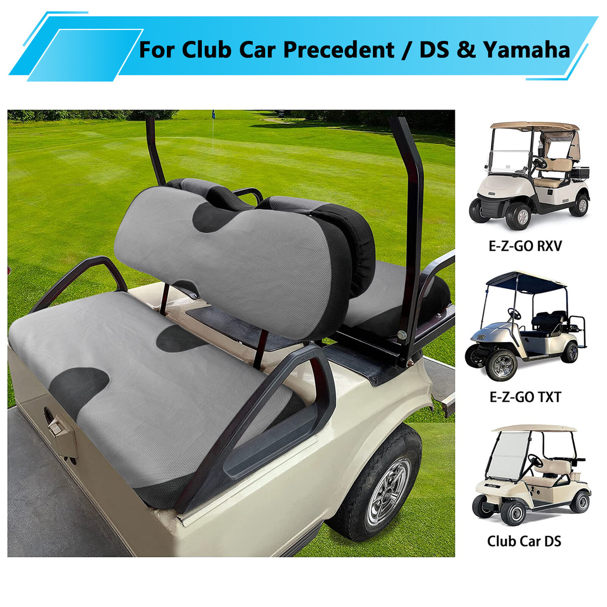 Golf Cart Seat Cover Set for EZGO Yamaha Club Car Front and Rear Protection