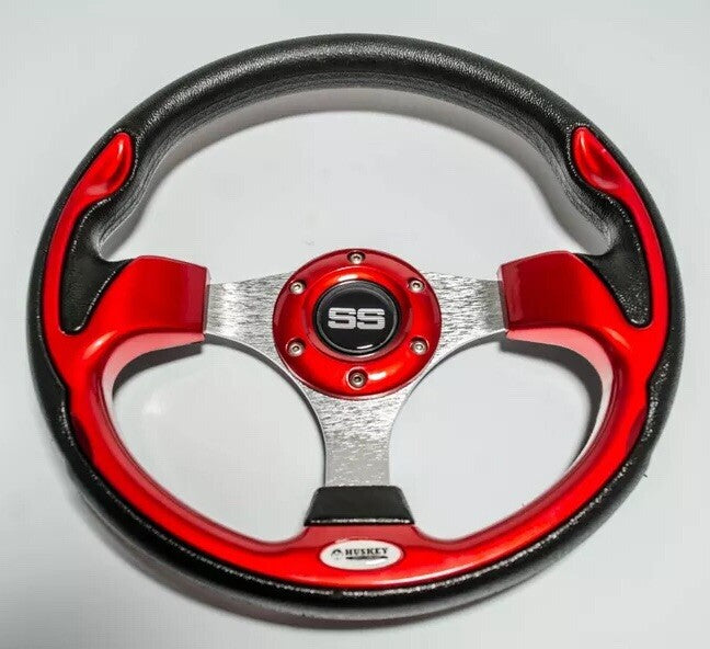 12.5-Inch Red Golf Cart Steering Wheel with Anti-Slip Grip for EZGO Club Car Yamaha