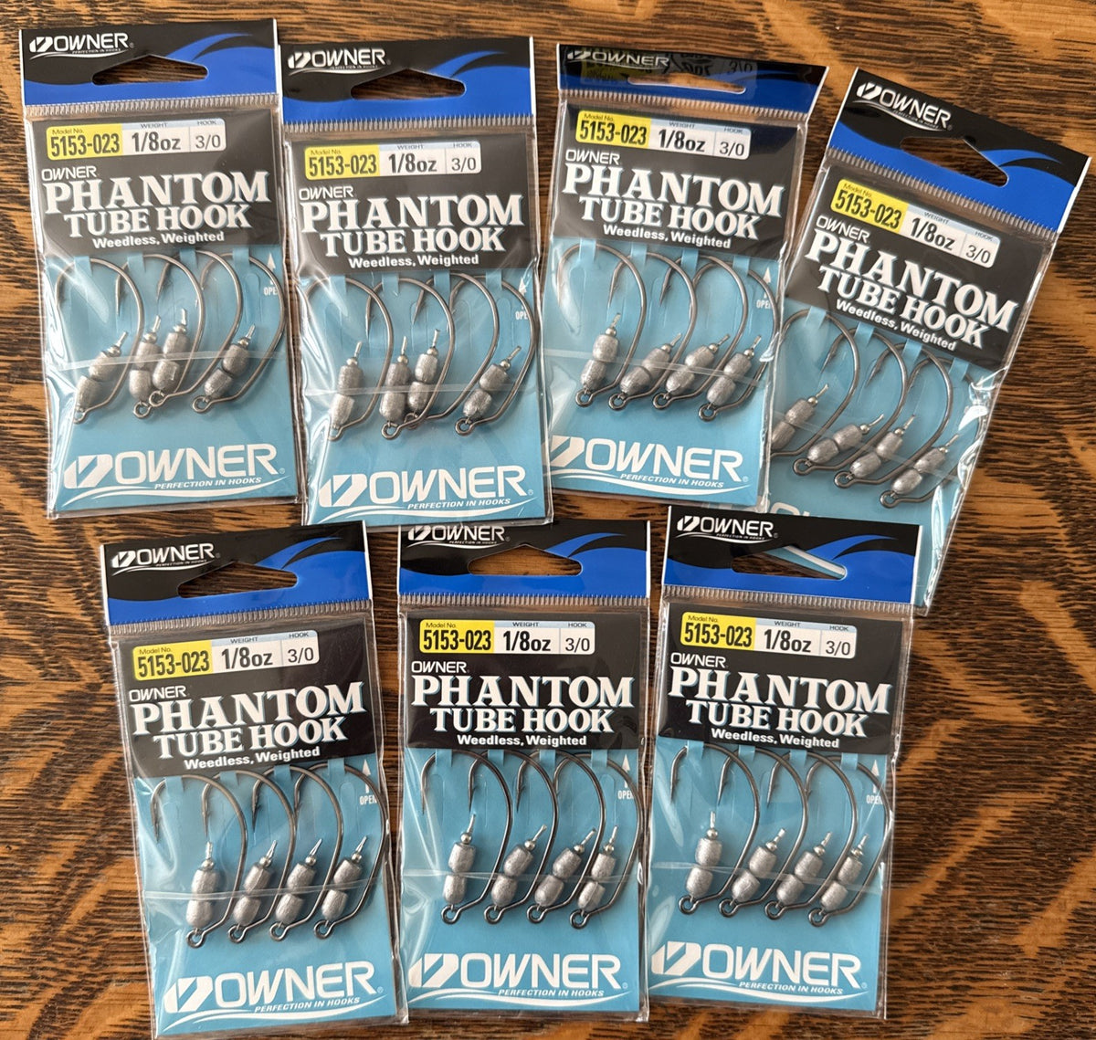 7-Pack Weedless Weighted Fishing Hooks 3/0 Owner Phantom Tube Tackle