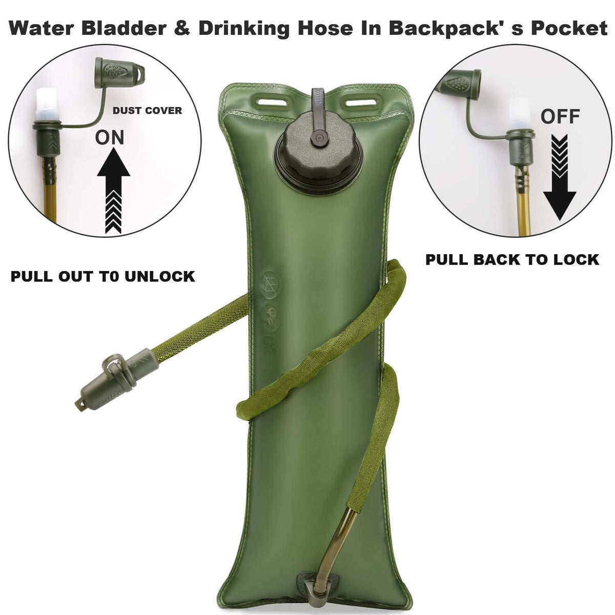 Hydration Bladder Water Reservoir with Drinking Tube for Camping Hiking Biking