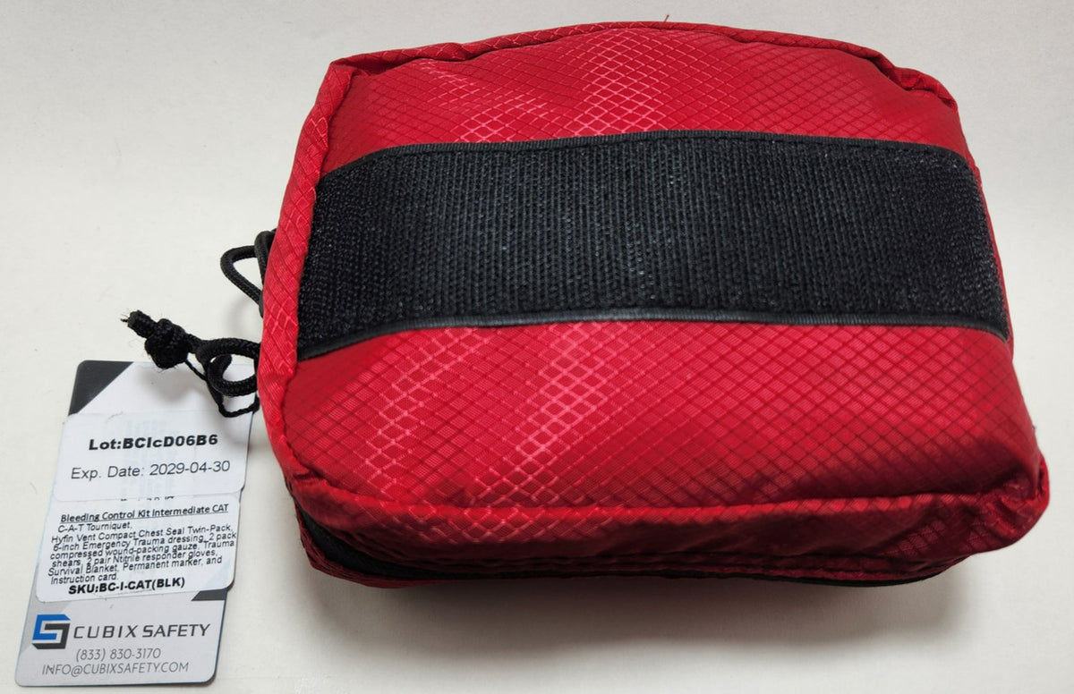 Bleeding Control Kit with Tourniquet for Emergency First Aid - Red Pouch