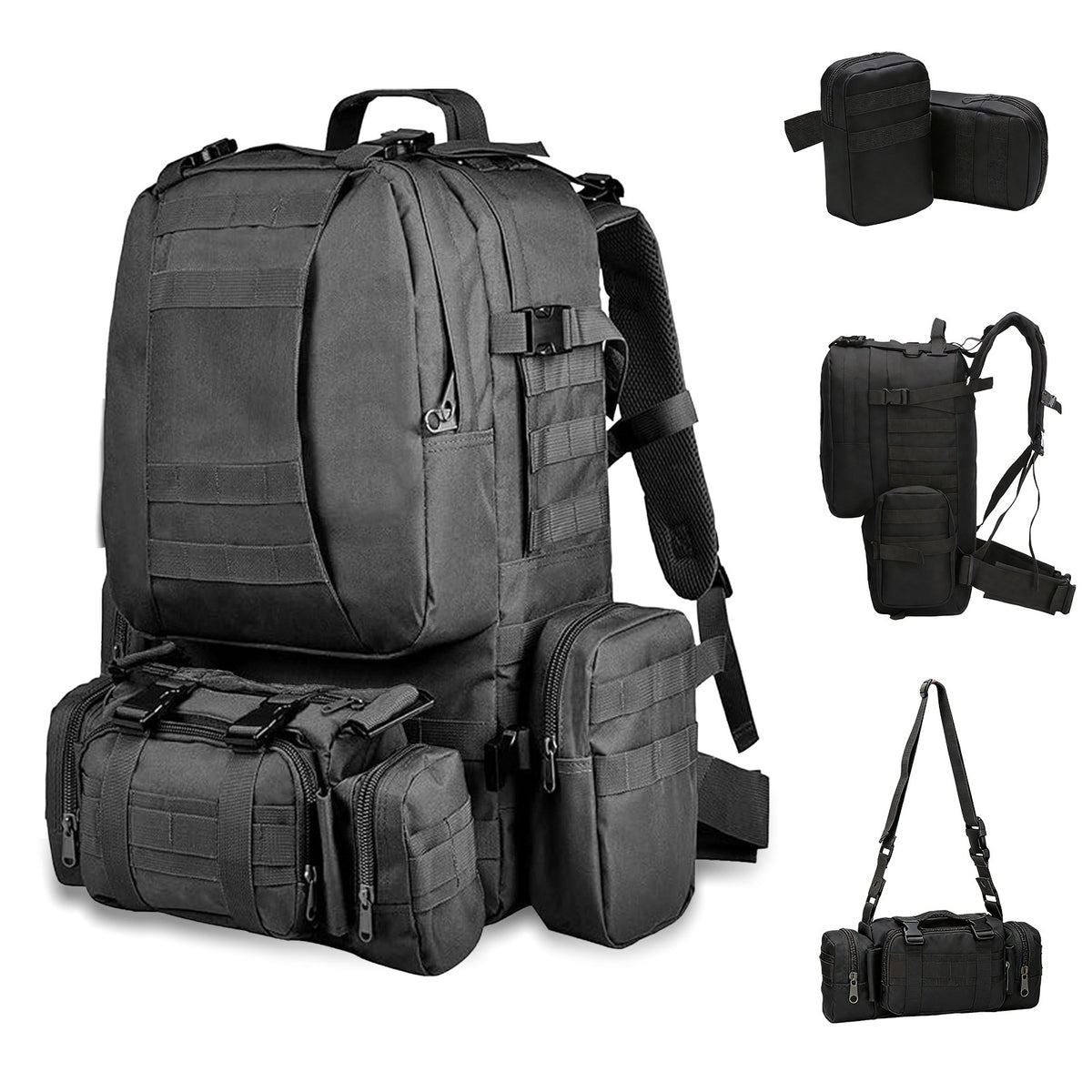 Large Waterproof Tactical Backpack with Molle System for Camping & Hiking