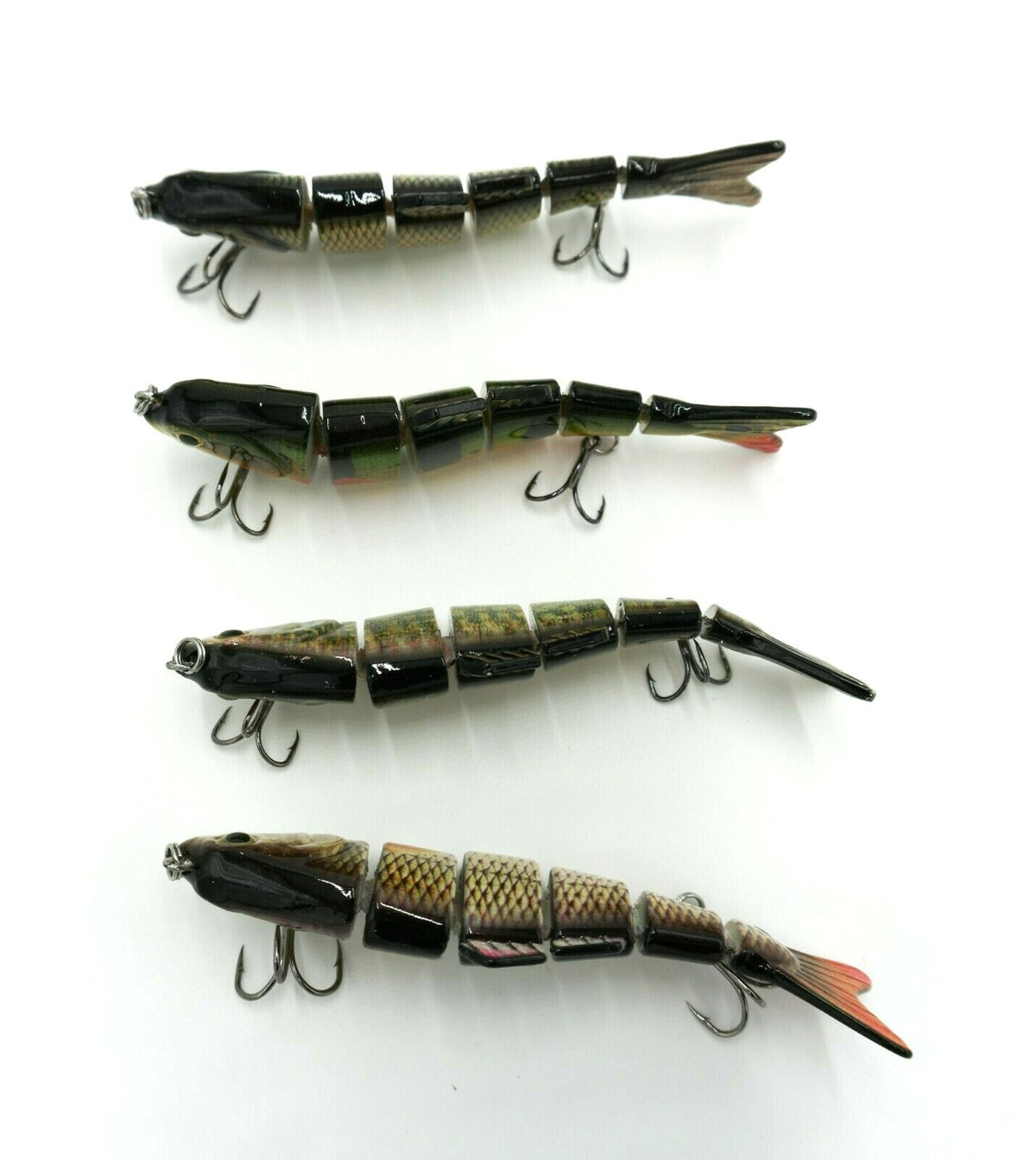 Jointed Fishing Lure Set - 4 Pack Multi-Segment Swimbaits for Fresh & Saltwater