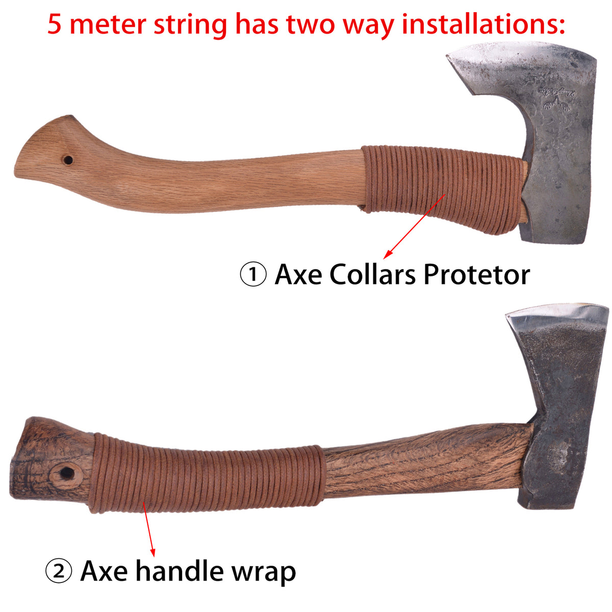 Leather Axe Handle Wrap Protector - Genuine Vegetable Tanned Full Grain Cord