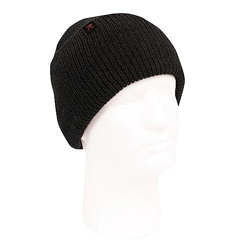 Black Wool Watch Cap - Insulated Military Style Beanie for Outdoor Activities