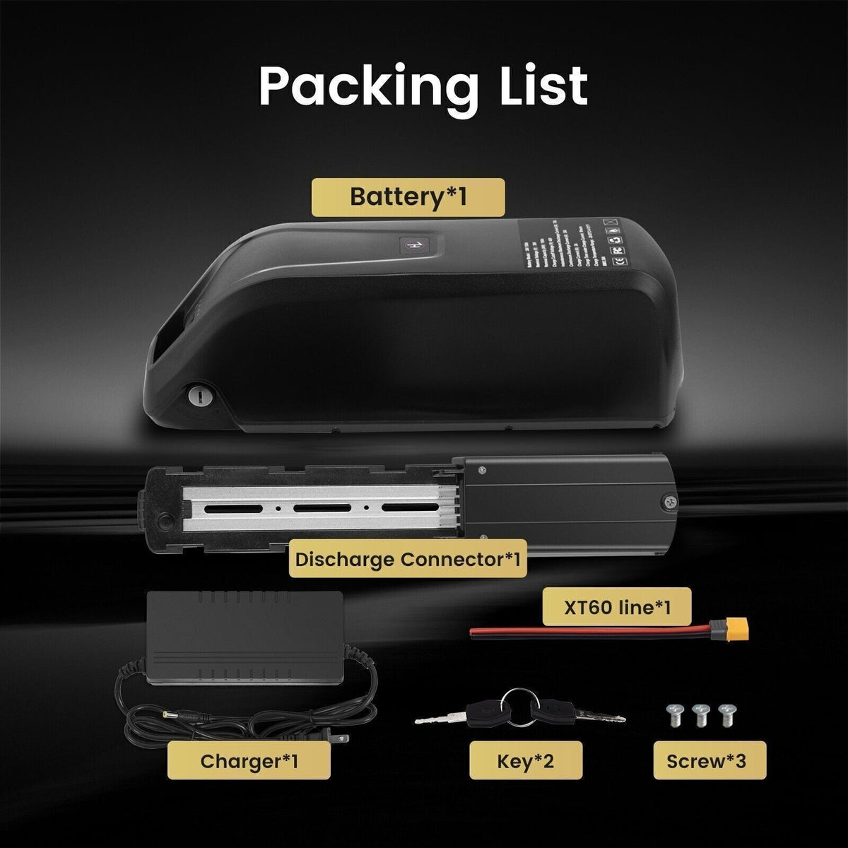 Electric Bicycle Battery 36V/48V/52V 20Ah 40A 5-Pin for eBike & Electric Bike