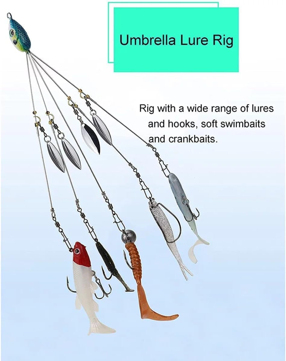 2-Piece Umbrella Rig for Bass and Striper Fishing, Swimbait Tackle Kit