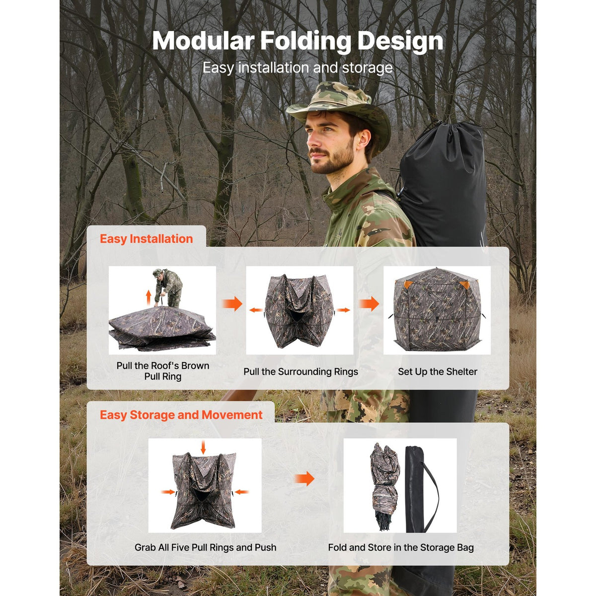 Portable Hunting Blind for 6-7 People with Carry Bag - Weather-Resistant & Quiet Design