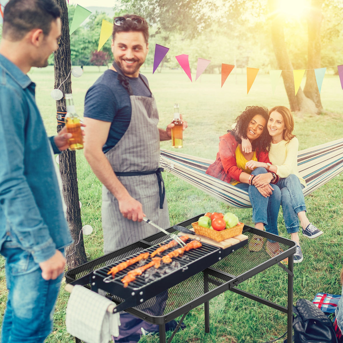Portable Camping Picnic Table 3ft Folding Outdoor Grill Side Table