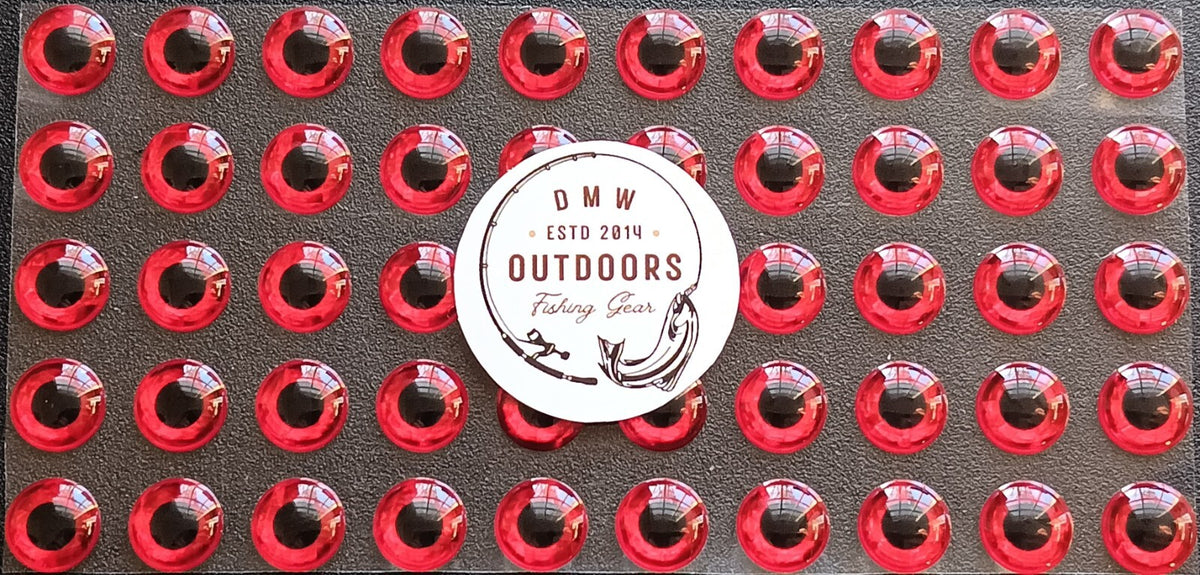 Holographic Red Fish Eyes 8mm for Fly Tying, Lures & Crafts - 100 Pack