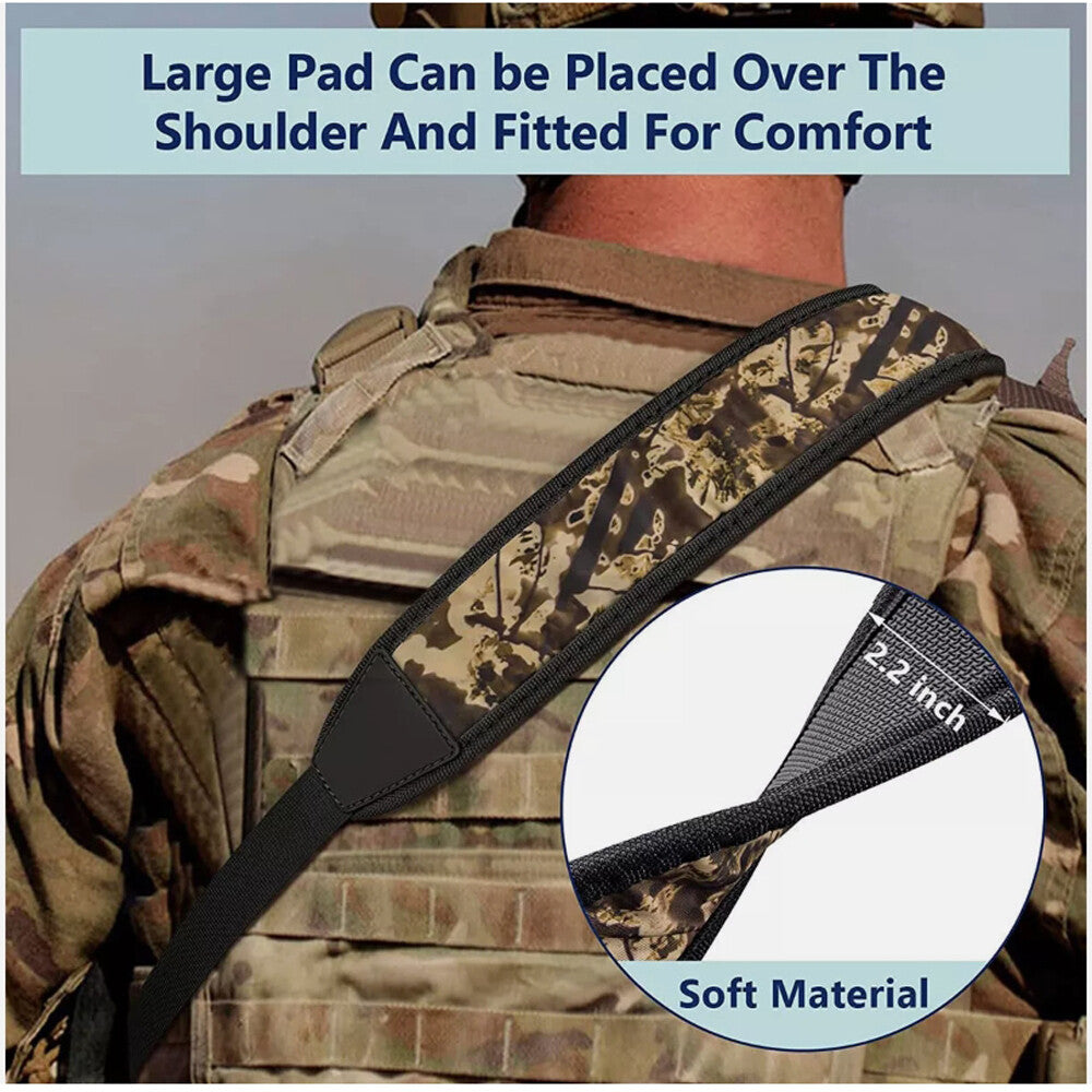 Camouflage Rifle Sling with Swivels & Padded Shoulder Strap