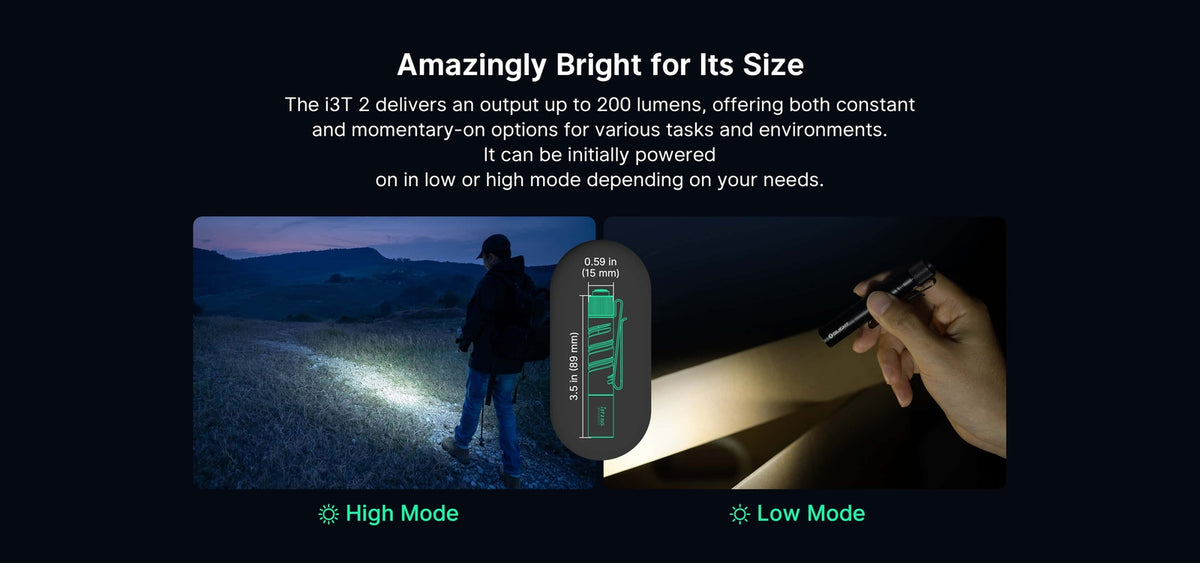Rechargeable & AAA LED EDC Flashlight 200 Lumens Compact Portable Light