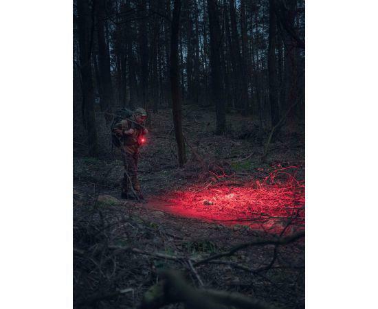 USB Rechargeable LED Flashlight with Red and White Lights - 1100 Lumens, Magnet, Multi-Mode