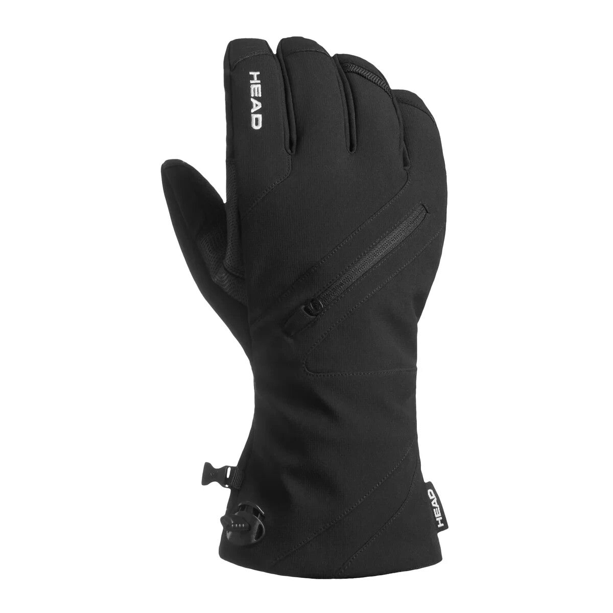 Unisex Ski Gloves with Touchscreen Compatibility and Zipper Pocket - Black Small