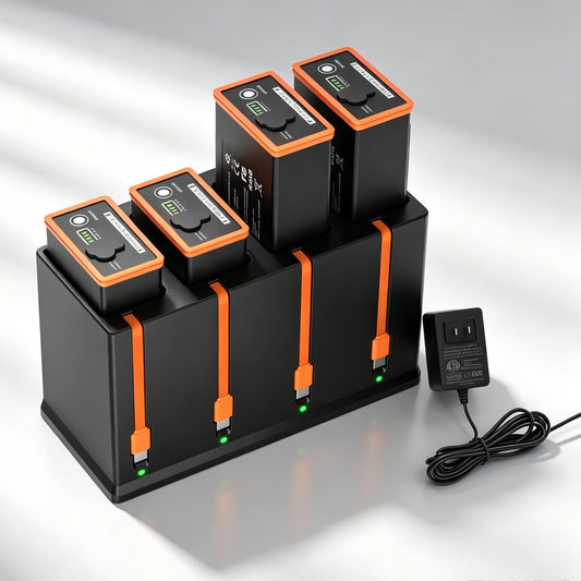 4-Pack 6700mAh Trail Camera Battery & USB Charger for Moultrie Edge 2 Pro